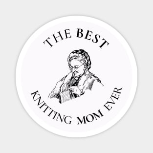 THE BEST KNITTING CRAFTS MOM LINE ART SIMPLE VECTOR STYLE, MOTHER OLD TIMES Magnet